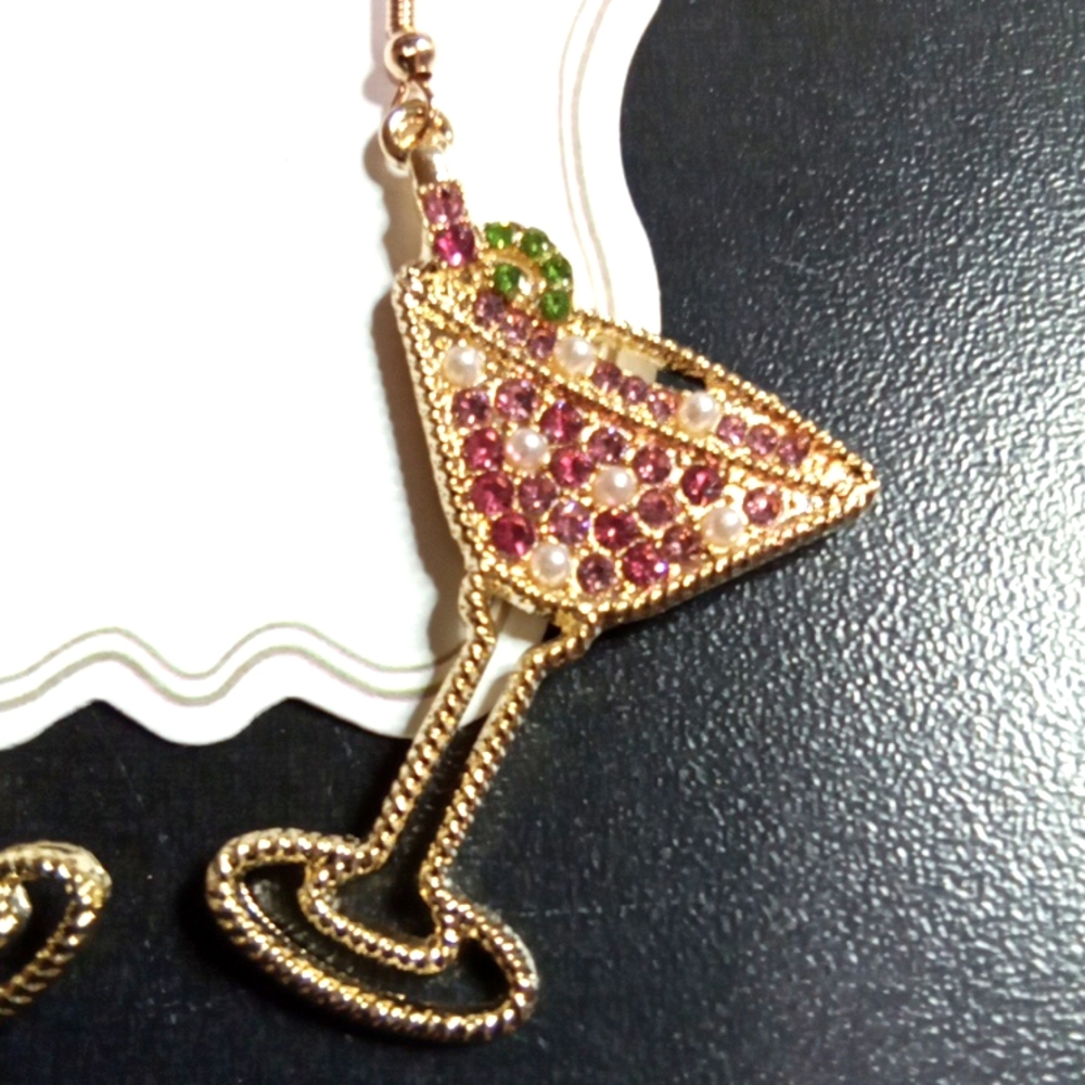 Cocktail Rhinestone Earrings - Picture 3 of 6
